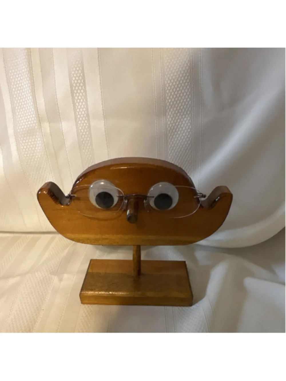 Wooden Eyeglass Holder Display Stand Brown Novelty Googly Eyes Unisex